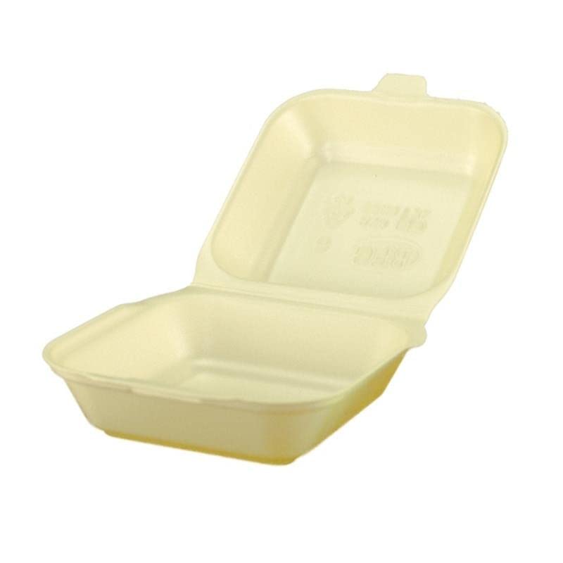 125 Cajas de Hamburguesas Plegables y Desechables para Llevar de 15 x 15 x 7 cm. Envases de Alimentos Buger-Box y Patatas Fritas con Tapa Abatible Cuadrada de PP Extruido
