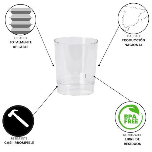 Vasos de Chupito de Plástico Duro Transparente - Resistentes y Reutilizables - Cumpleaños, Bodas, Despedidas de Soltera o Soltero, Navidad, Barbacoas, Fiestas, Clinicas