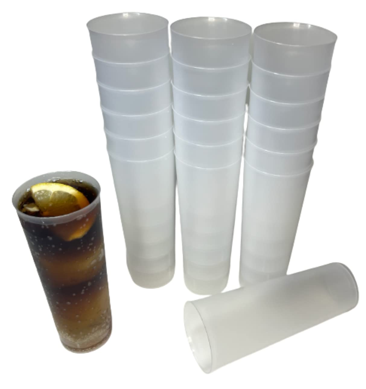 Vasos de Tubo Plástico Duro Reutilizables. Vasos para Cubata Transparentes, Traslucidos e Irrompibles.