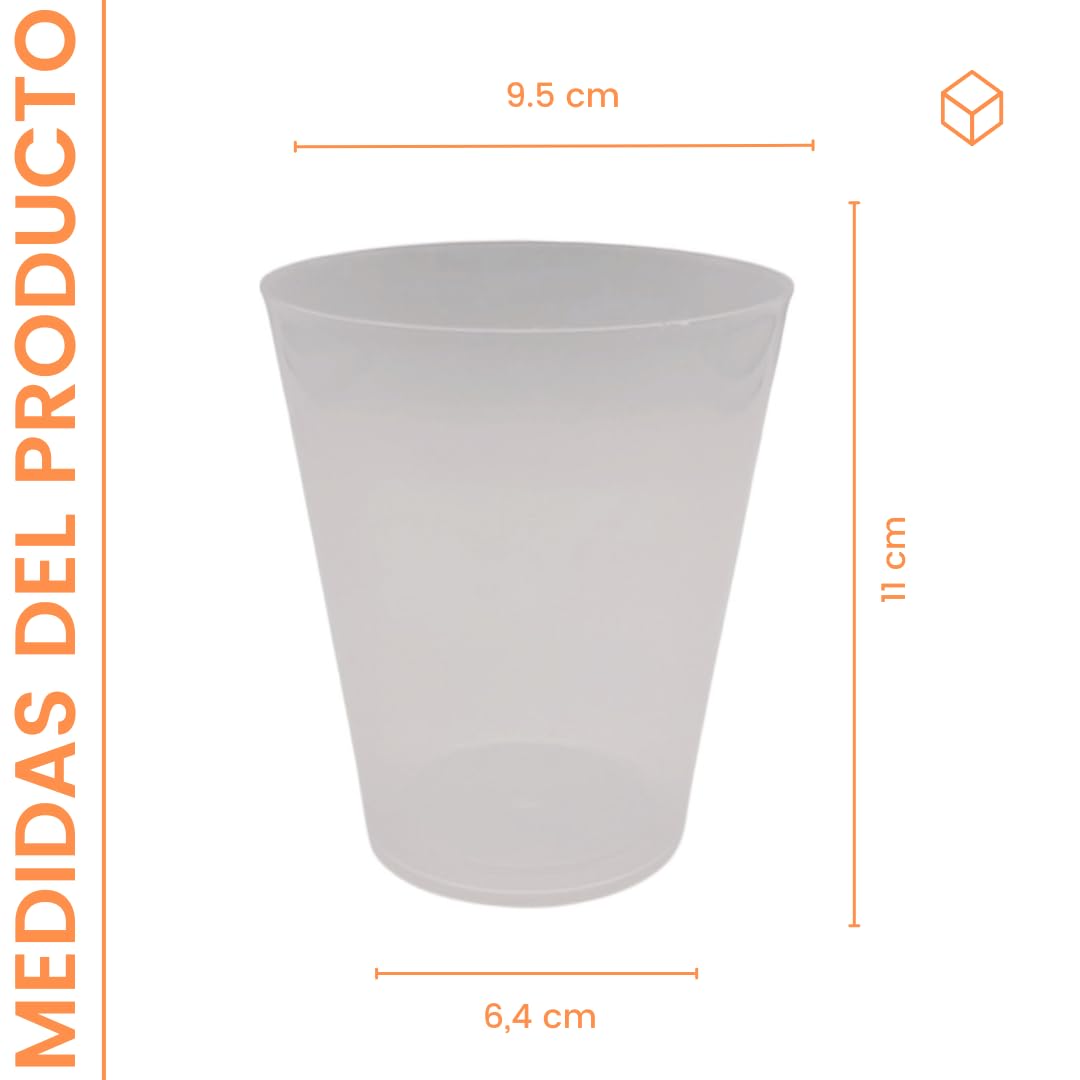 100 Vasos de Sidra 480 ML Reutilizables - Plástico Duro Irrompible - Uso en Fiestas, Oficina o Camping - Ecológico sin BPA - Para Agua, Cocktail, Cubatas, Gin Tonic y Cerveza
