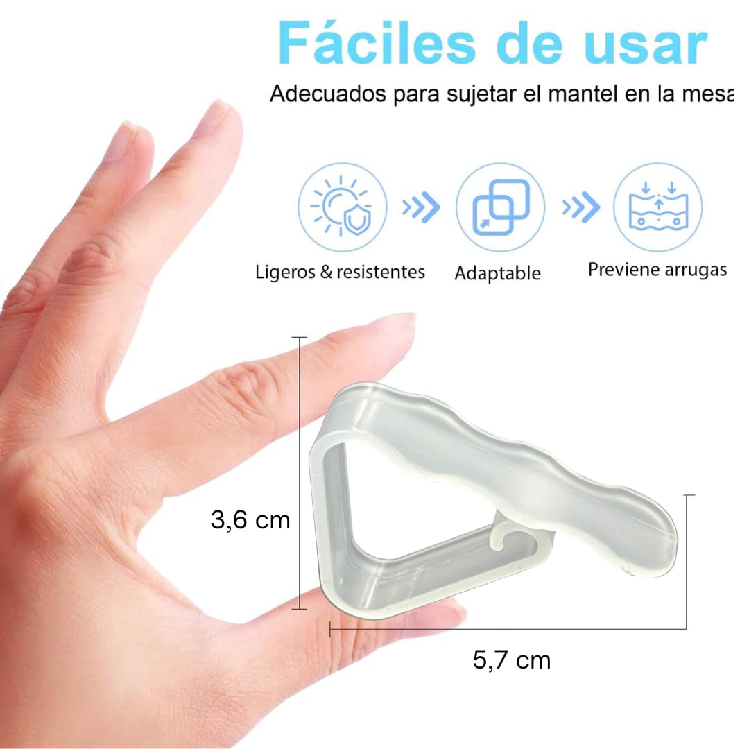 100 Pinzas Sujeta Manteles para Mesas - Ideal para Exterior (Jardín, Terraza, Restaurante, Camping, Patio) - Clip Plastico para Papel, Hule y Tela