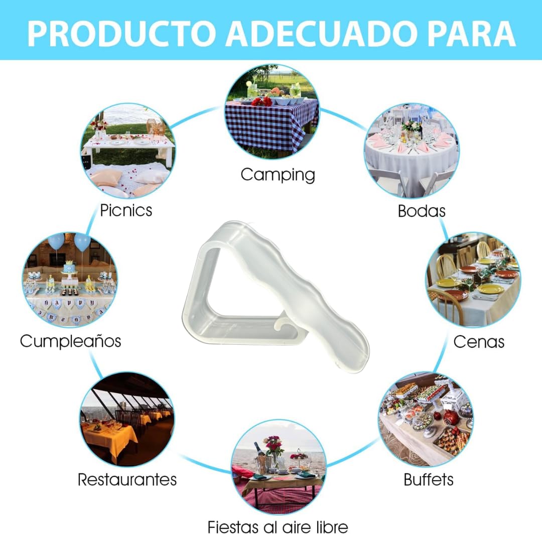 100 Pinzas Sujeta Manteles para Mesas - Ideal para Exterior (Jardín, Terraza, Restaurante, Camping, Patio) - Clip Plastico para Papel, Hule y Tela