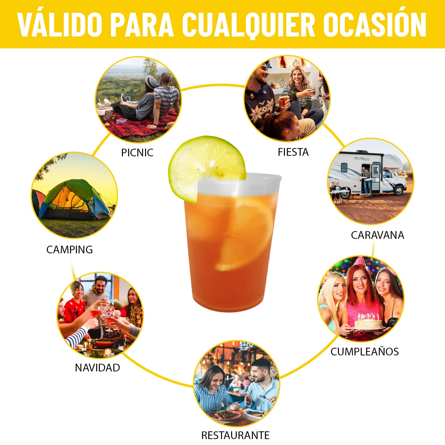 Vasos de Sidra 600 ML Reutilizables - Plástico Duro Irrompible