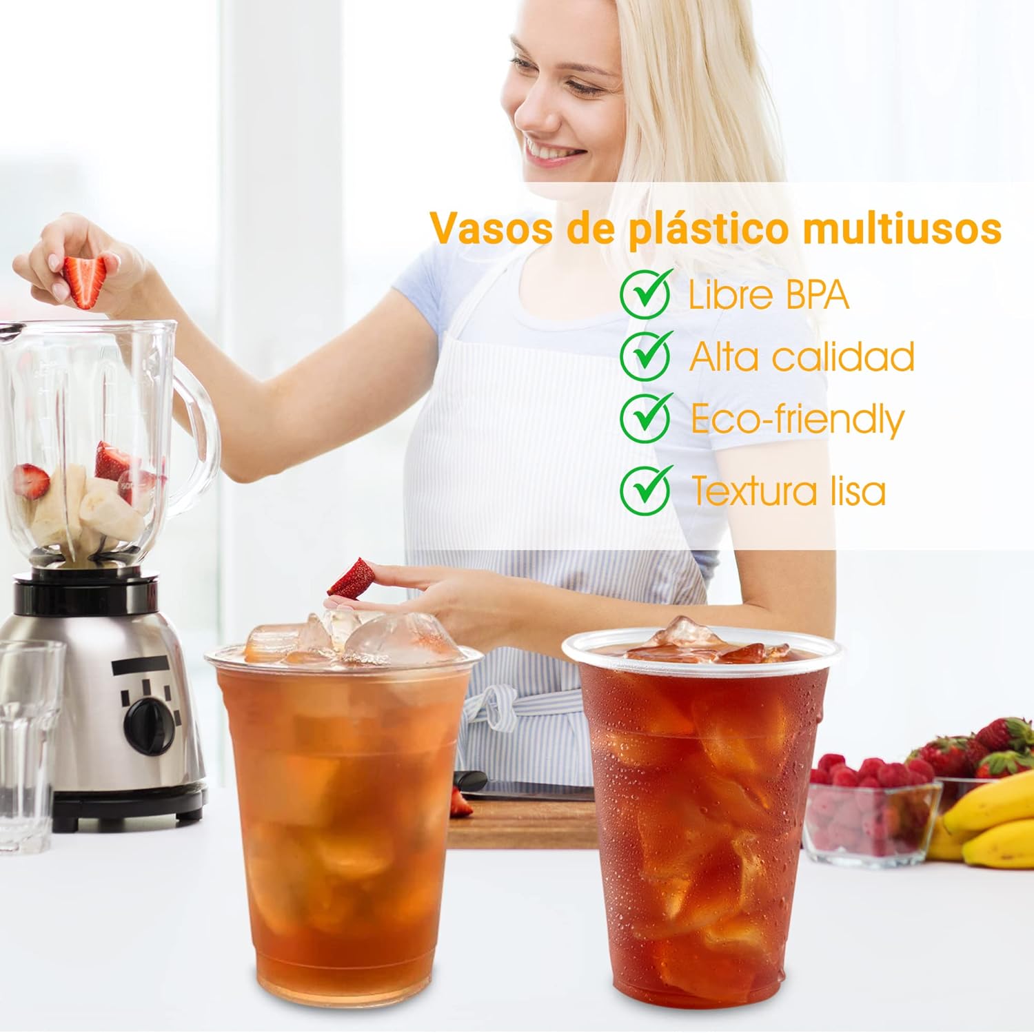 Vasos de Plastico 300 ML - Transparentes y Reutilizables - Uso en Fiestas, Oficina o Camping - Ecológico sin BPA