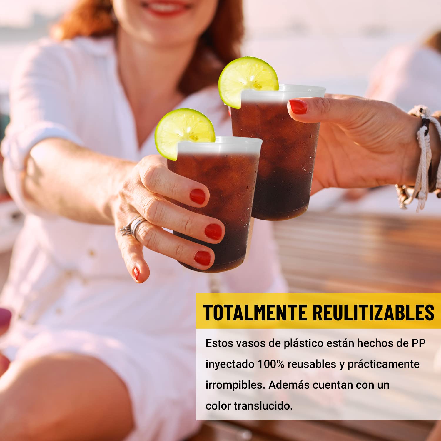 Vasos de Sidra 600 ML Reutilizables - Plástico Duro Irrompible