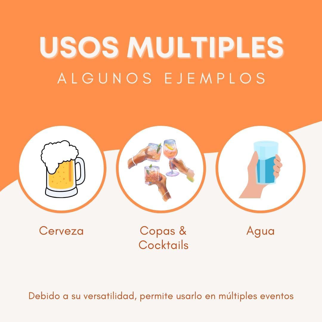 Litronas - Vasos de Plastico Transparentes y Reutilizables de Litro (1000 ML). Minis. Uso en Fiestas o Camping - Ecológico sin BPA - Para Agua, Cocktail, Cerveza, Refrescos y Zumos