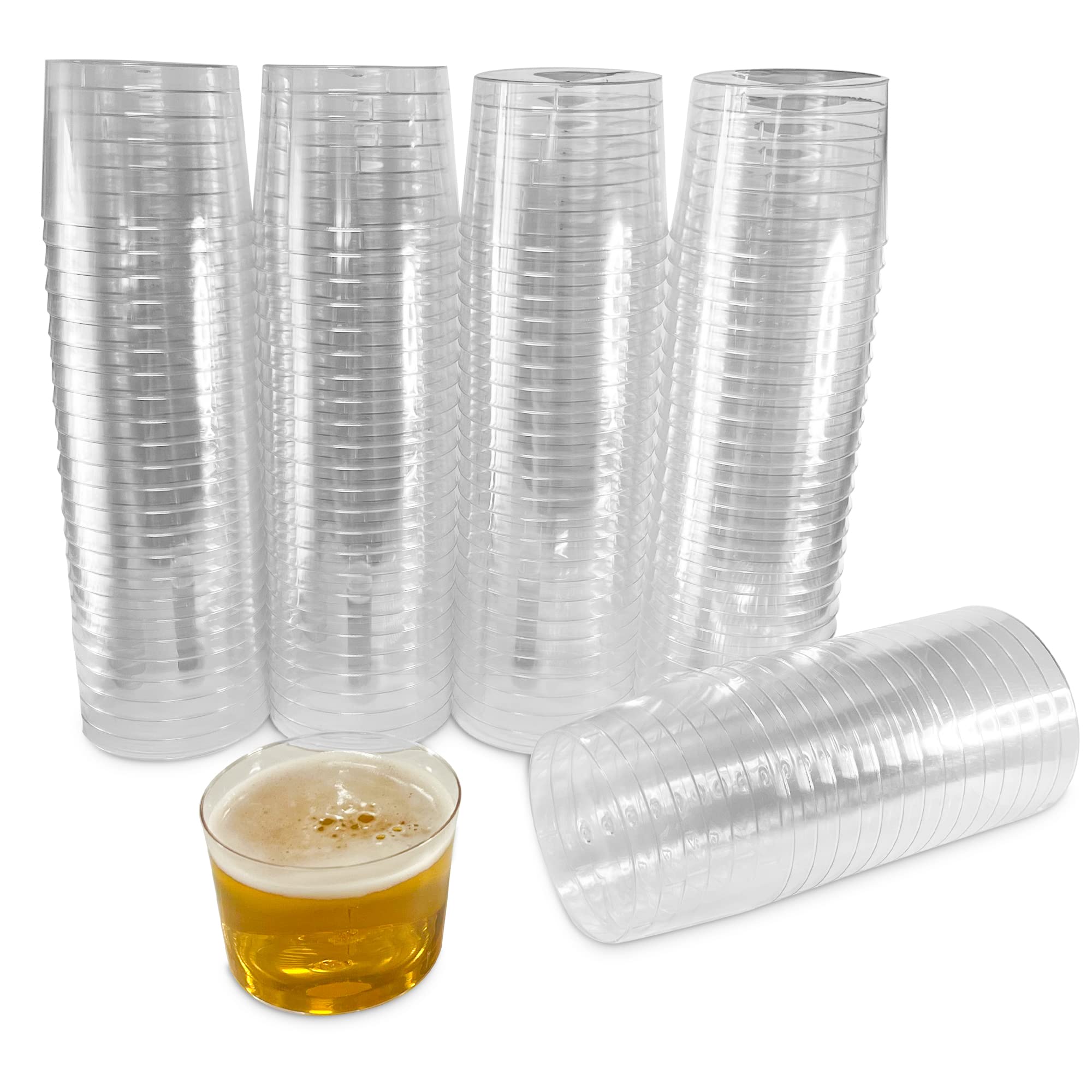 Vasos Chiquito de Plástico Reutilizables para Vino y Postres de 200 Ml .Vasitos Resistentes de Zurito y Aperitivos. Ideales para postres (mousse, souffle), frutas, entrantes y coctel