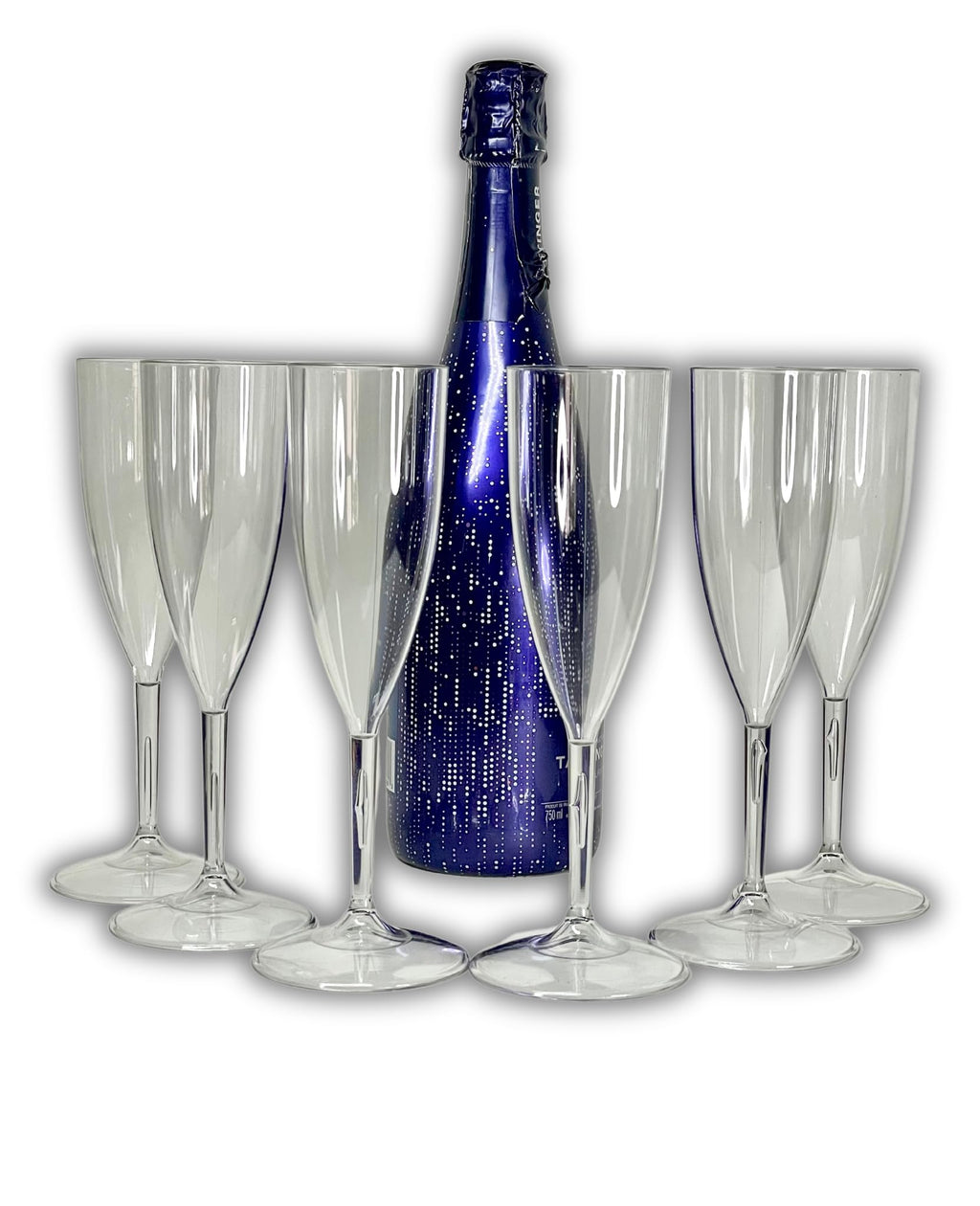 PAWOPA 12 Copas de champan transparentes irrompibles, cava y vino espumoso de plastico duro reutilizables ultraresistentes - Pack copas de champagne - Durarero y Seguro