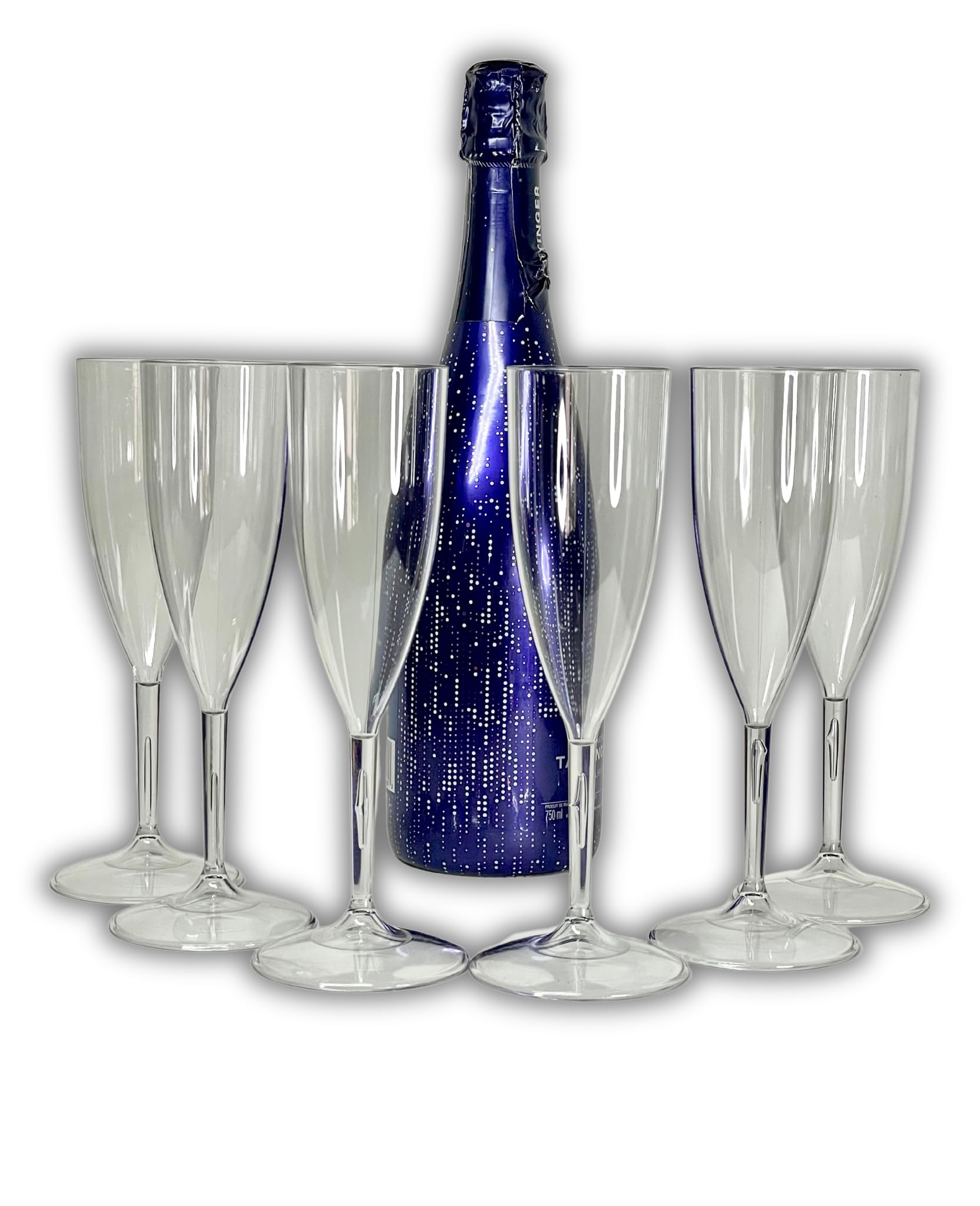 PAWOPA 12 Copas de champan transparentes irrompibles, cava y vino espumoso de plastico duro reutilizables ultraresistentes - Pack copas de champagne - Durarero y Seguro
